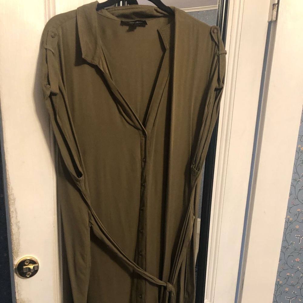 Green Shirt Dress with waist tie